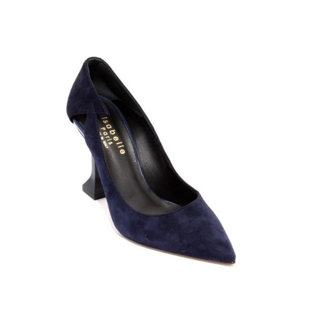 Isabelle 801p Navy Suede Stiletto Heels Pointy Toe Pumps